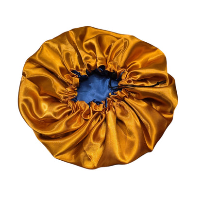 Bonnet blauw met goud