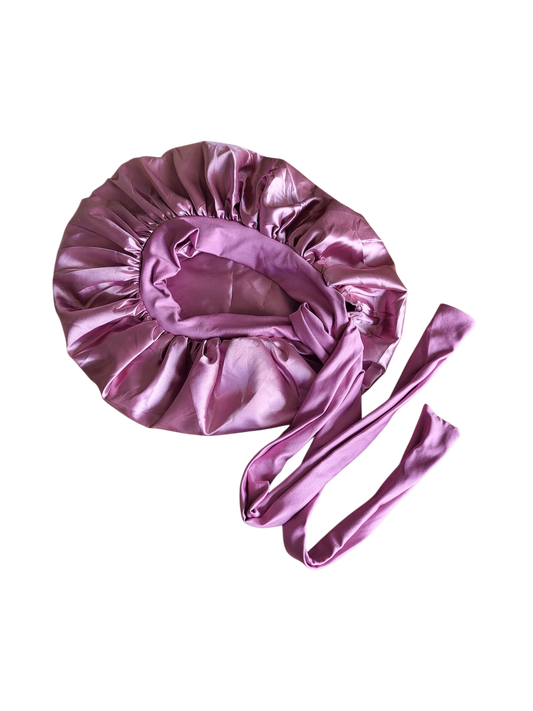 Bonnet met strik vintage roze