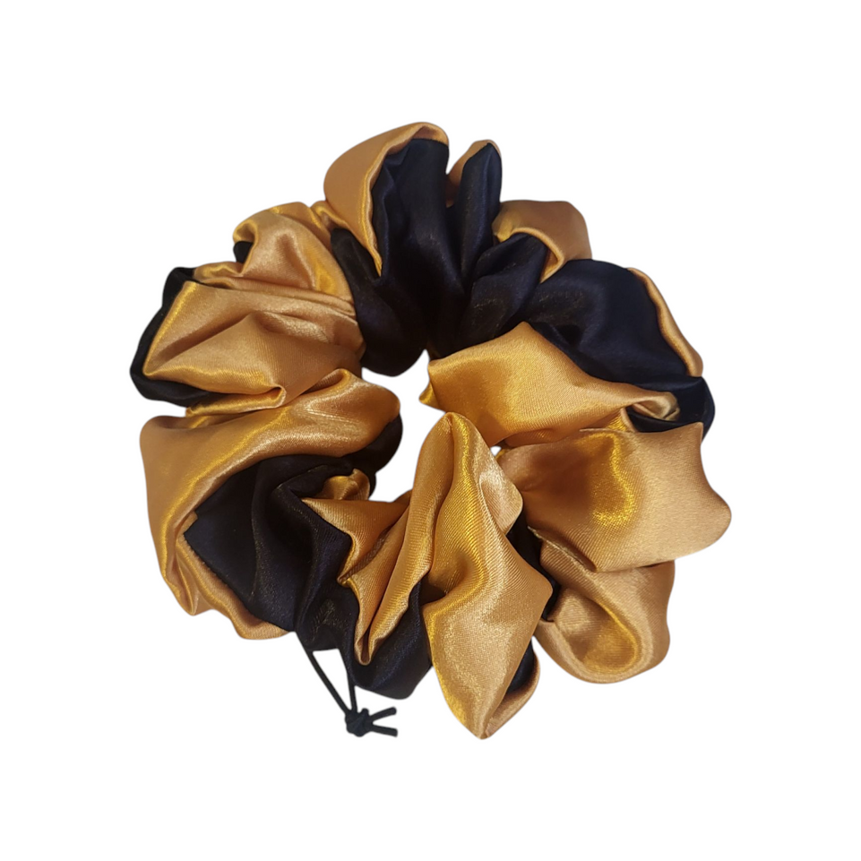 XL Verstelbare Scrunchy zwart met goud