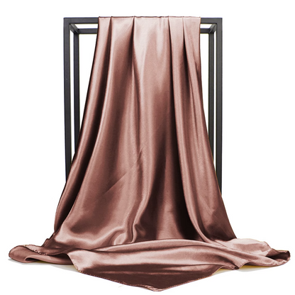 Satijnen Sjaal 90x90 cm bruin