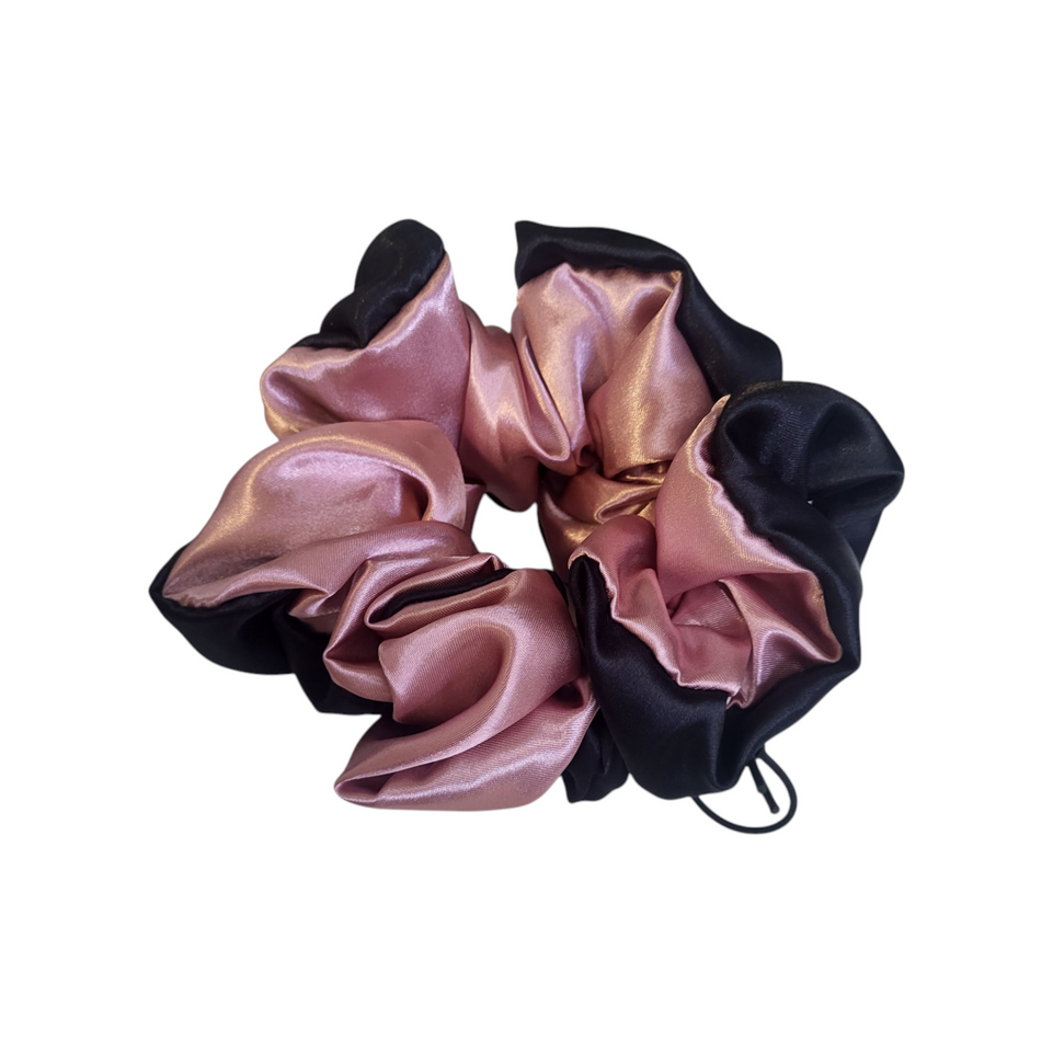 XL Verstelbare Scrunchy zwart met vintage oud roze