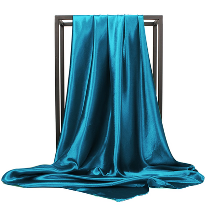 Satijnen Sjaal 90x90 cm petrol blauw